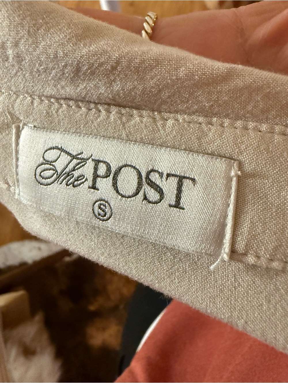 Light Beige Distressed Button-Up Shacket - Picture 5 of 5